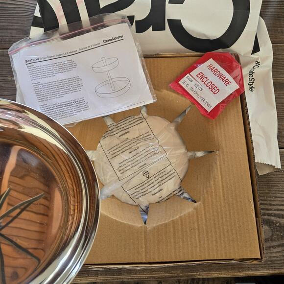 Crate & Barrel Seafood Tower 2 Tier Stainless Steel Tray Mirror Finish New Open - Picture 5 of 9